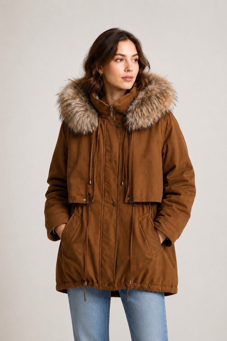 Vintage Field Gear FG Petite Women’s Down Parka Coat Fur Trim Hood Size Medium